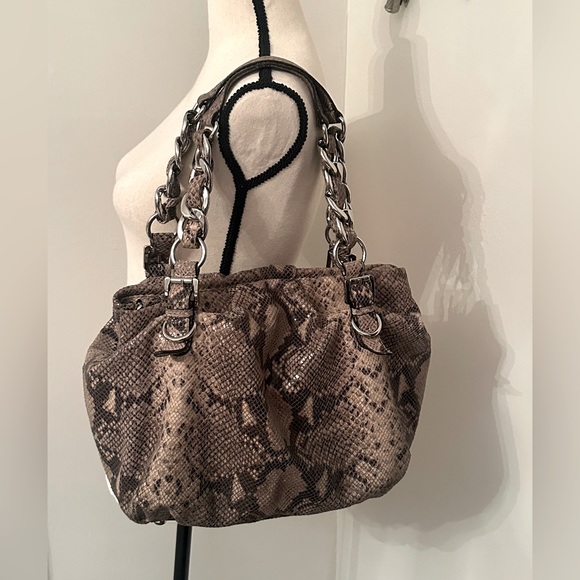 Michael Kors Python Embossed Leather Medium Tote with Nickel Hardware - Picture 2 of 8